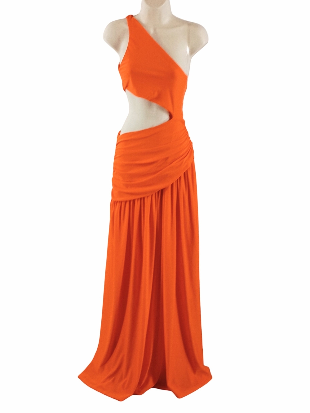 Loragal Orange One-Shoulder Cutout Gown
